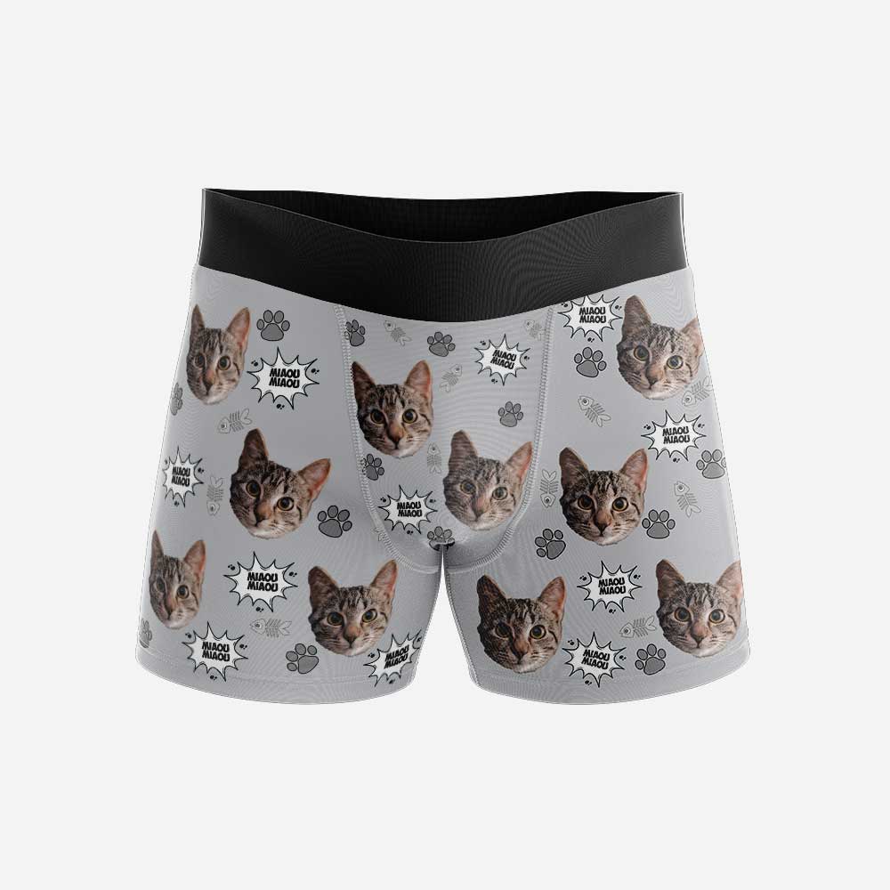 Boxer Personnalisé Chat Gris