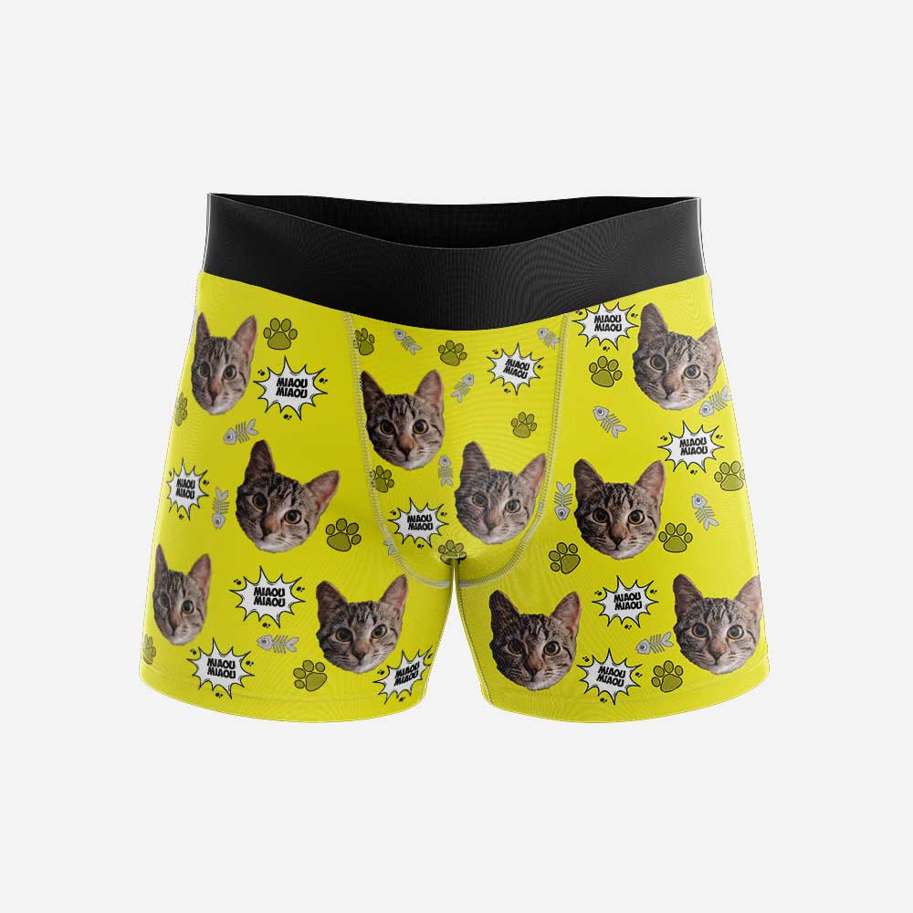 Boxer Personnalisé Chat Jaune