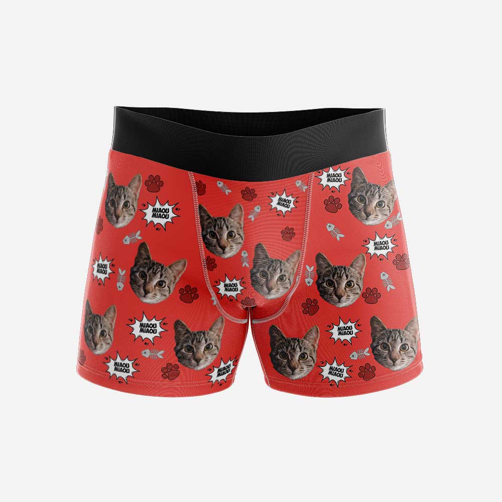 Boxer Personnalisé Chat Rouge