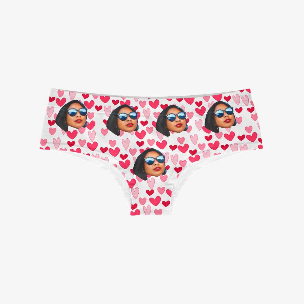 Culottes Femmes VEELU Photo Personnalisée Cœur - Taille Basse Coton Doux Respirant Cadeau Original
